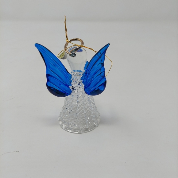 Rocking Horse Collectibles Hand Spun Glass Angel Ornament Blue Gold Christmas - Picture 6 of 12